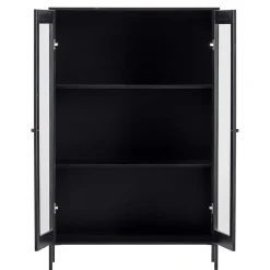 Wohnen 100x155x40 Schwarze Vitrine mit Doppeltür - Neptunus