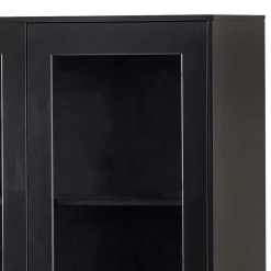 Wohnen 100x155x40 Schwarze Vitrine mit Doppeltür - Neptunus