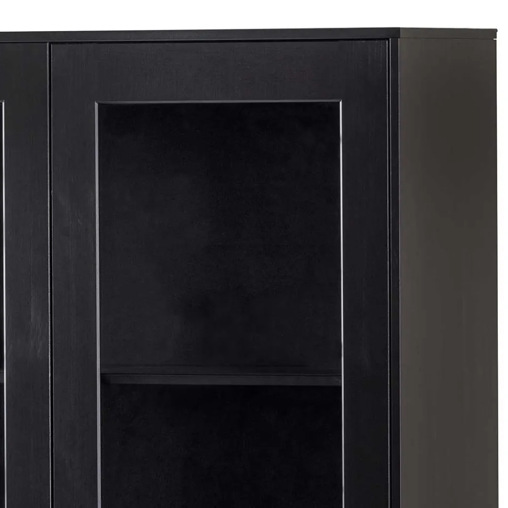 Wohnen 100x155x40 Schwarze Vitrine mit Doppeltür - Neptunus