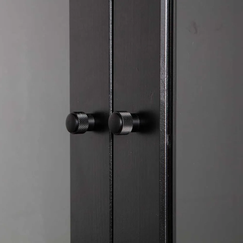Wohnen 100x155x40 Schwarze Vitrine mit Doppeltür - Neptunus