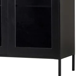Wohnen 100x155x40 Schwarze Vitrine mit Doppeltür - Neptunus