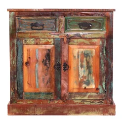 Wohnen 80x80x40 Shabby Chic Kommode in Braun Bunt - Jamaica
