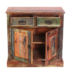 Wohnen 80x80x40 Shabby Chic Kommode in Braun Bunt - Jamaica