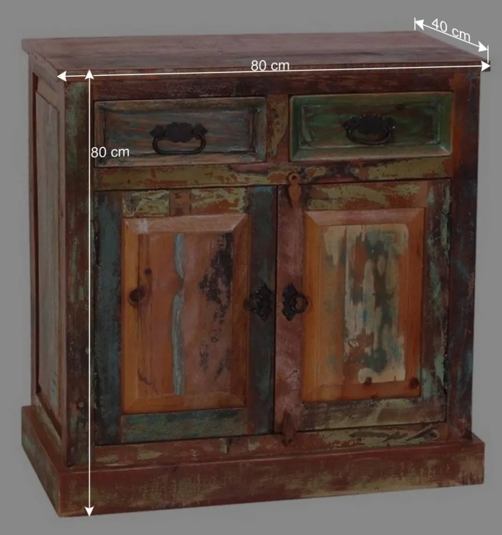 Wohnen 80x80x40 Shabby Chic Kommode in Braun Bunt - Jamaica