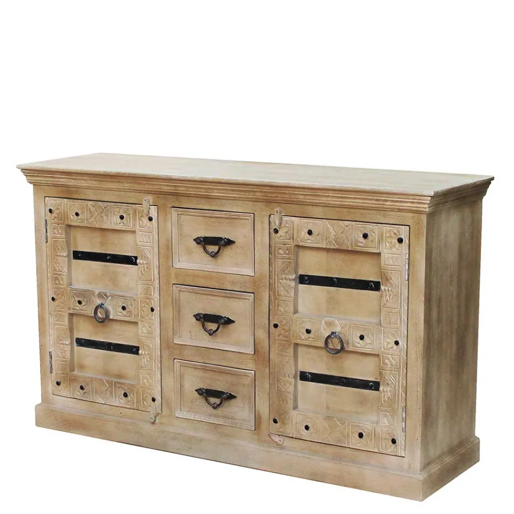 Wohnen 150x90x45 Shabby Chic Sideboard in Grey Wash - Abid