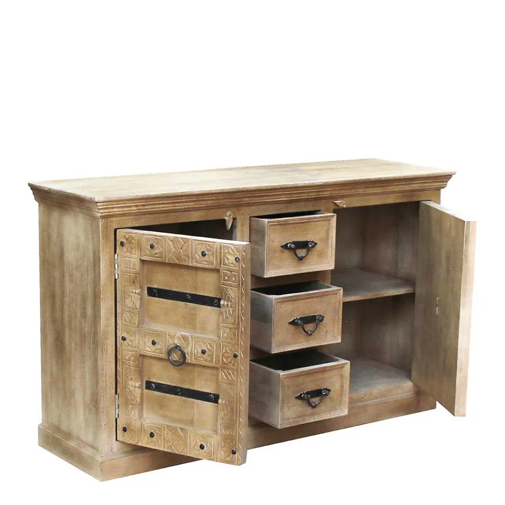 Wohnen 150x90x45 Shabby Chic Sideboard in Grey Wash - Abid