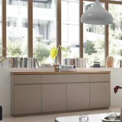 Wohnen 200x86x40 Sideboard Anrichte in Taupe & Akazie - Anja