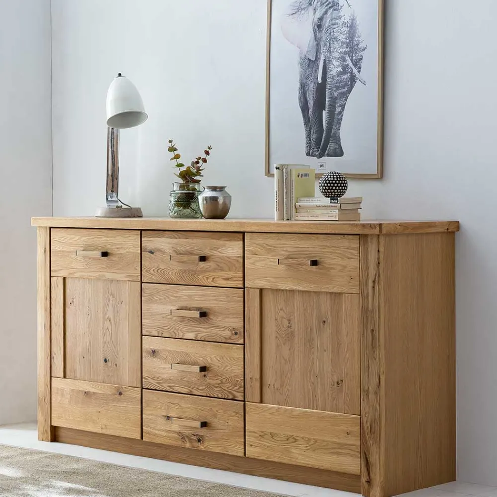 Wohnen 165x87x44 Sideboard in Asteiche auf Sockel - Zamron