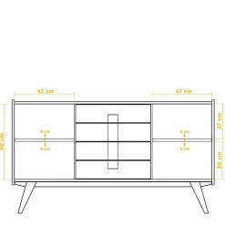 Wohnen 160x90x50 Sideboard in Nussbaumfarben lackiert - Nadelle