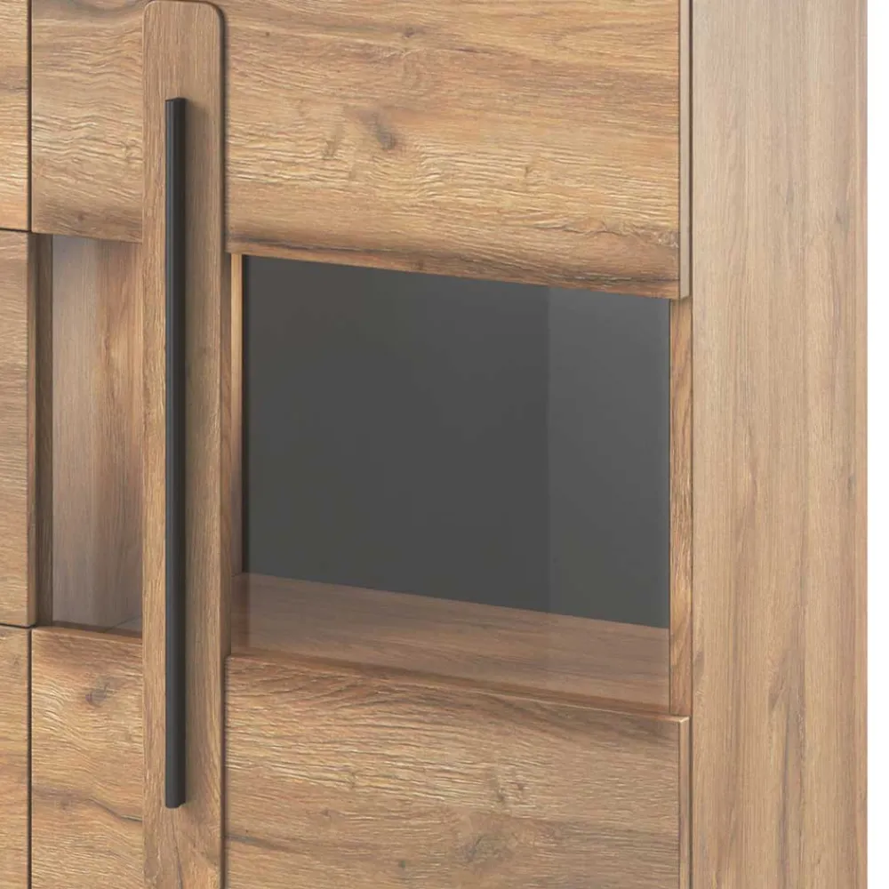Wohnen 180x86x39 Sideboard mit Glaseinsätzen in Eiche NB - Aberdeen