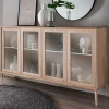 Wohnen 178x82x42 Sideboard mit Glastüren & LED Licht - Lamia