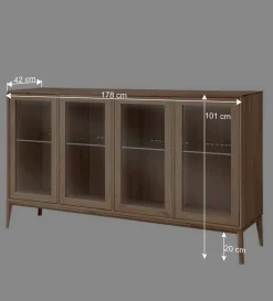 Wohnen 178x82x42 Sideboard mit Glastüren & LED Licht - Lamia