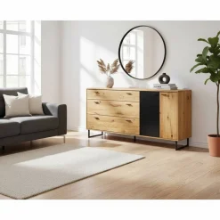Wohnen 180x86x44 Sideboard mit Metall Bügelgestell - Flacona