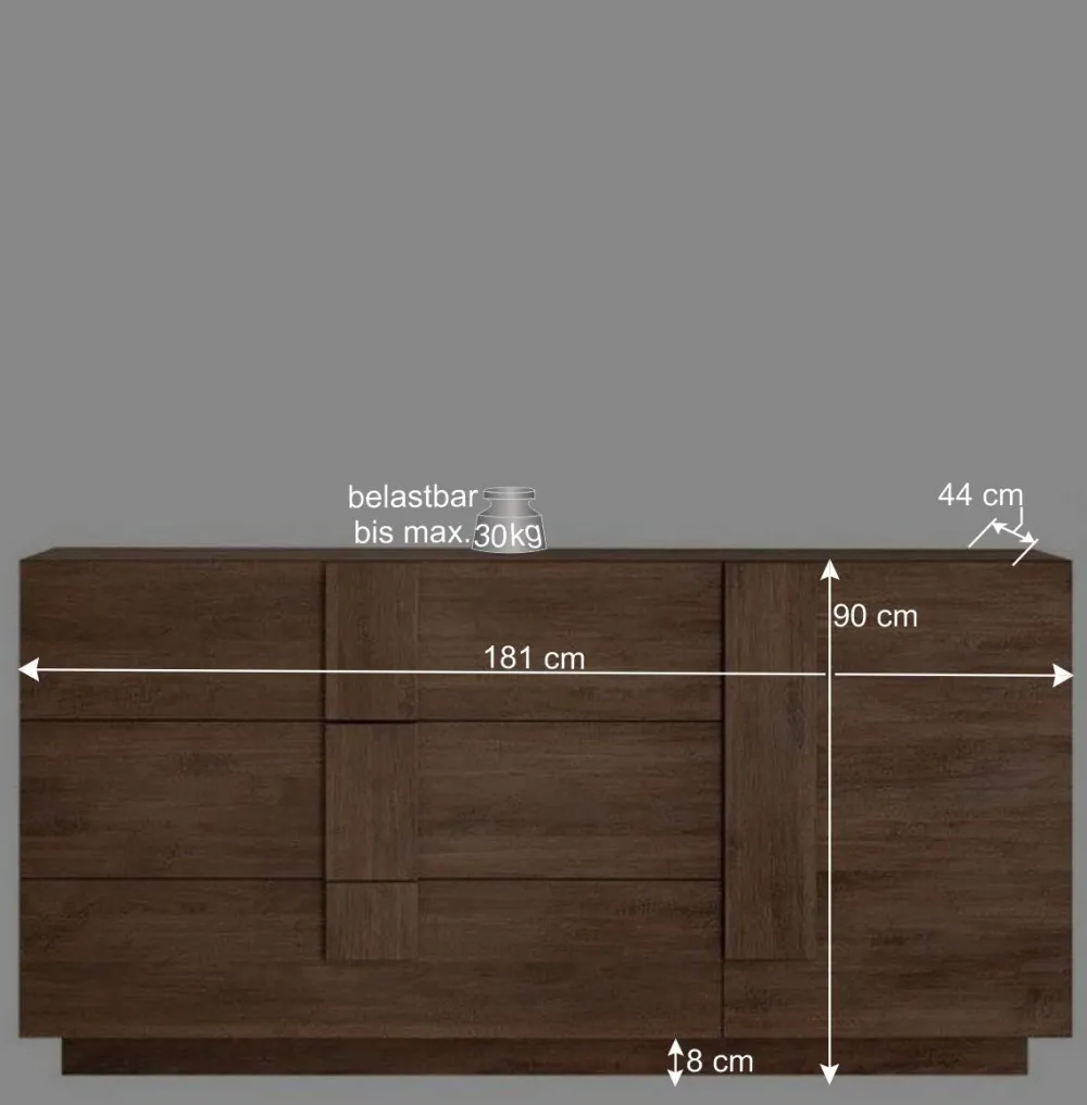 Wohnen 181x90x44 Sideboard mit sechs Schubladen & Tür - Basento