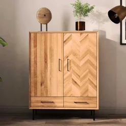 Wohnen 97x125x45 Skandi Highboard aus Wildeiche - Kerfa