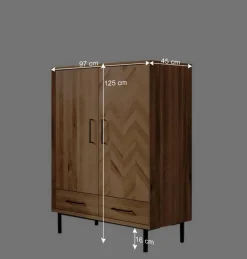 Wohnen 97x125x45 Skandi Highboard aus Wildeiche - Kerfa