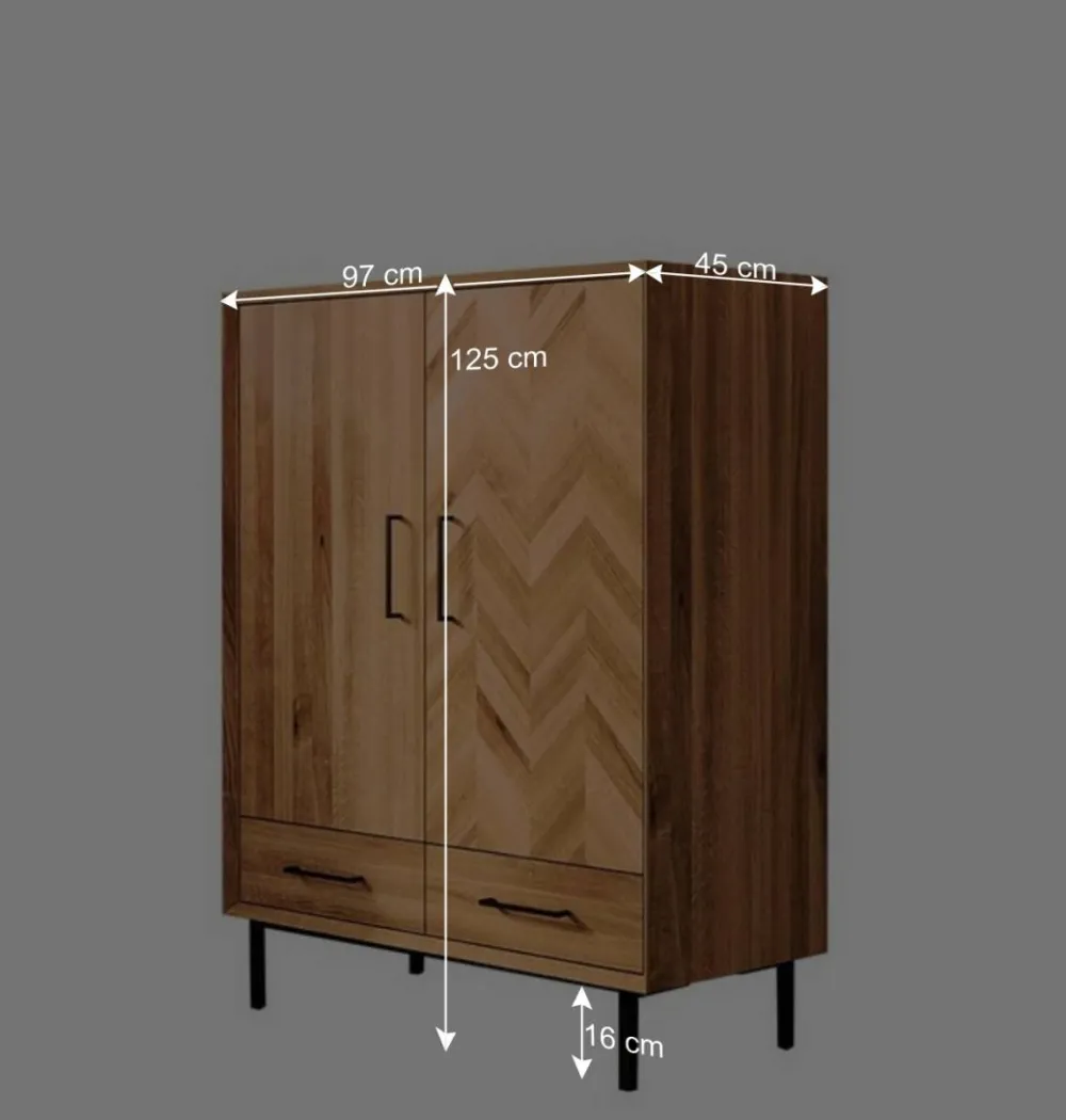 Wohnen 97x125x45 Skandi Highboard aus Wildeiche - Kerfa