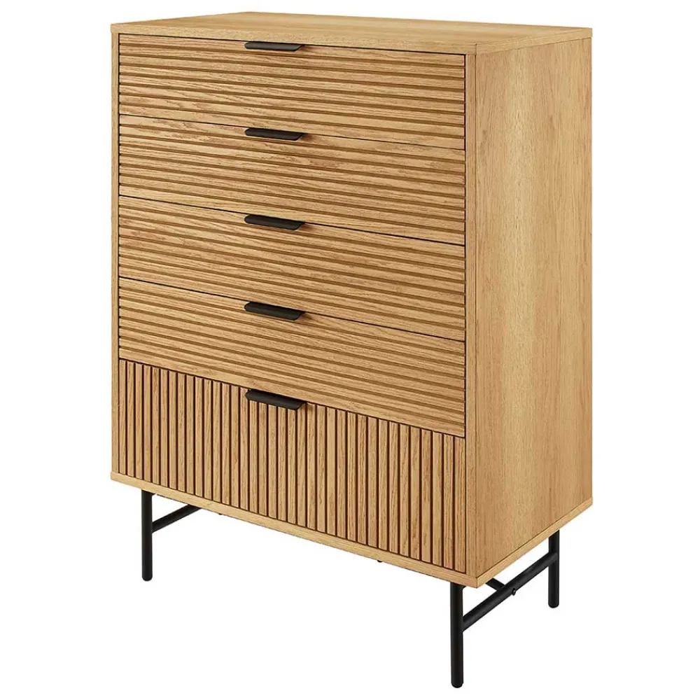 Wohnen 80x113x40 Skandi Hochkommode in Eiche - Piassona