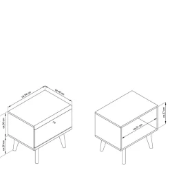Wohnen 54x50x40 Skandi Nachtkommode mit Klappe - Cablos