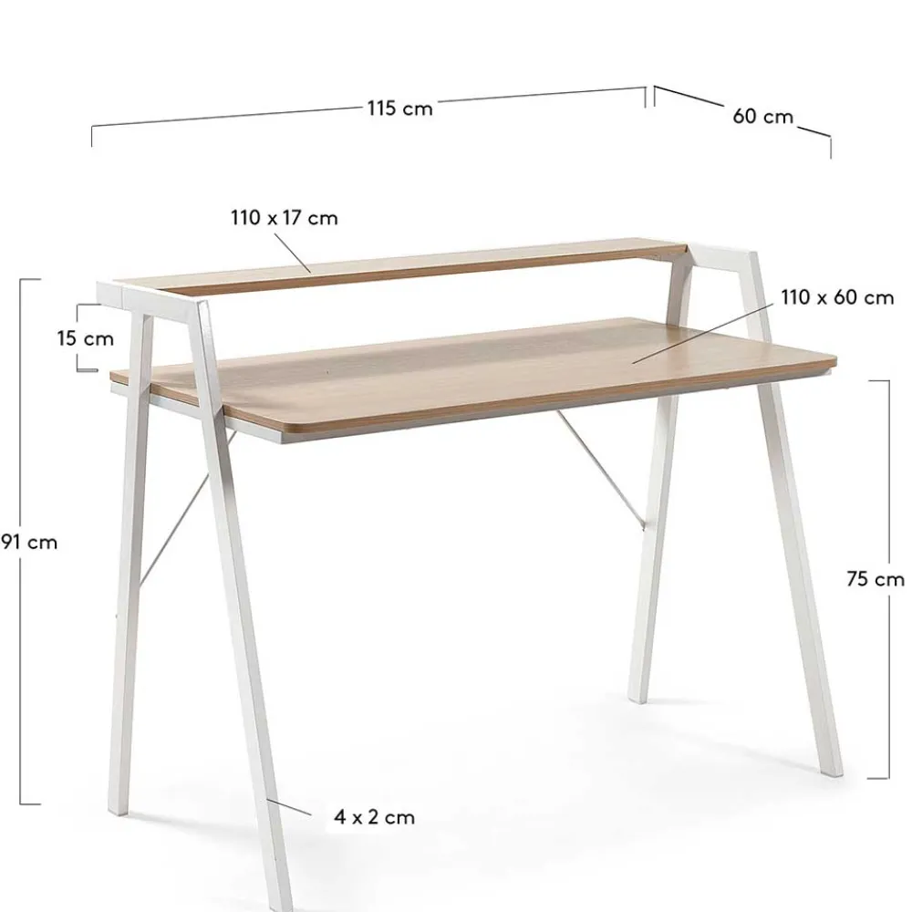 Wohnen Bürotische*115x91x60 Skandi Schreibtisch mit Aufsatz - Shining
