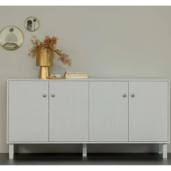 Wohnen 160x78x46 Skandi Sideboard 4-türig in Grau - Huvina