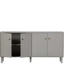 Wohnen 160x78x46 Skandi Sideboard 4-türig in Grau - Huvina