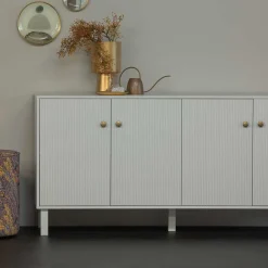 Wohnen 160x78x46 Skandi Sideboard 4-türig in Grau - Huvina