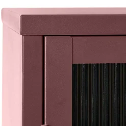 Wohnen Vitrinen|Wohnzimmer-Vitrinen*58x160x40 Stahl Vitrinenschrank in Dunkelrot - Enno