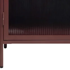 Wohnen Vitrinen|Wohnzimmer-Vitrinen*58x160x40 Stahl Vitrinenschrank in Dunkelrot - Enno