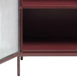 Wohnen Vitrinen|Wohnzimmer-Vitrinen*58x160x40 Stahl Vitrinenschrank in Dunkelrot - Enno