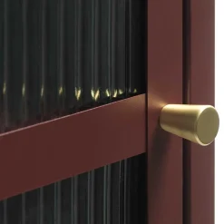 Wohnen Vitrinen|Wohnzimmer-Vitrinen*58x160x40 Stahl Vitrinenschrank in Dunkelrot - Enno