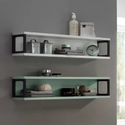 Wohnen 70x17x17 Stahl Wandregal in Weiß & Grau - Ismilav