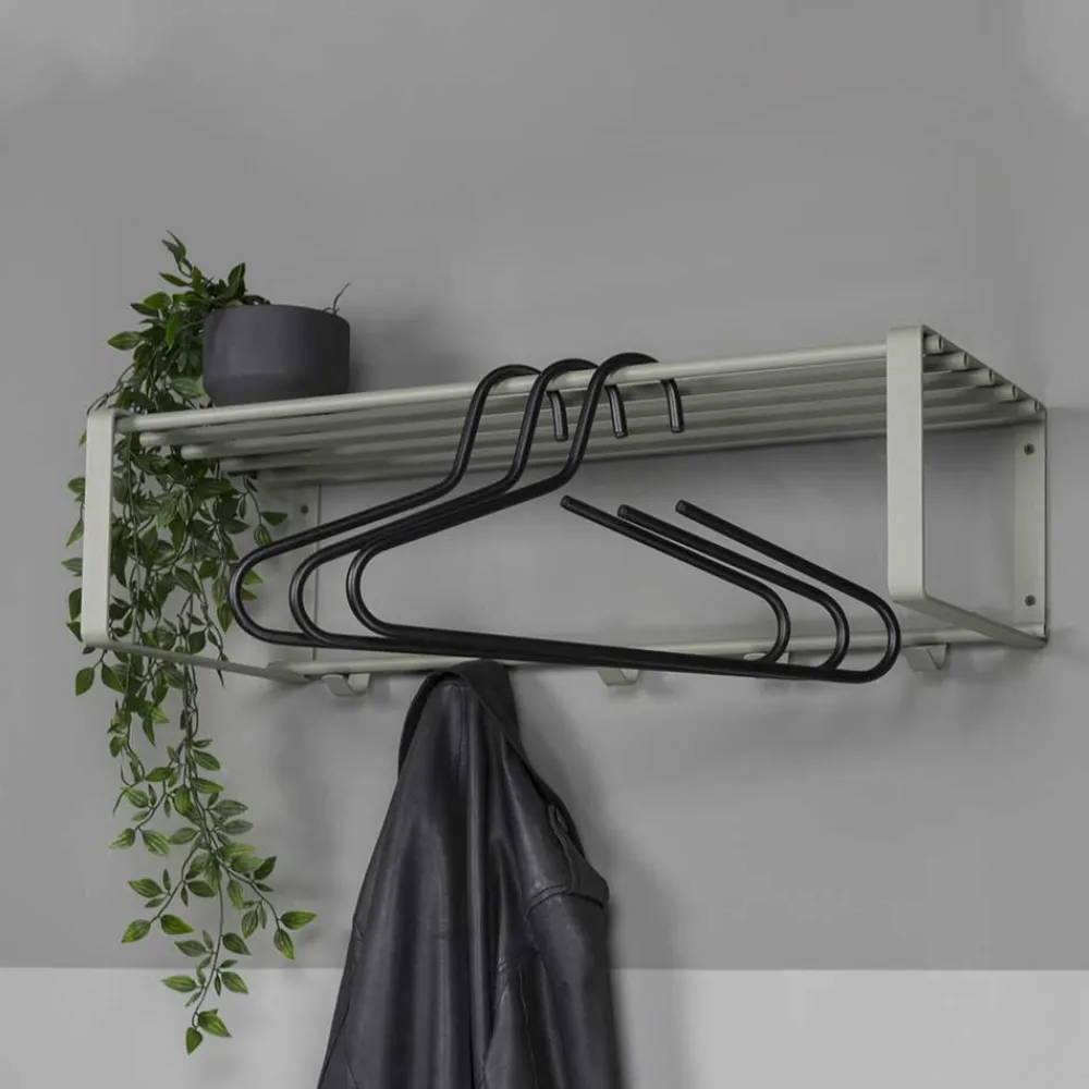 Wohnen 70x19x29 Stahlgarderobe in Graugrün lackiert - Itulian