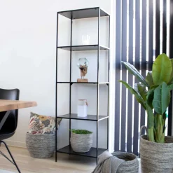 Wohnen 51x170x36 Stahlregal in Schwarz lackiert - Esbessa