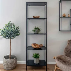 Wohnen 51x170x36 Stahlregal in Schwarz lackiert - Esbessa