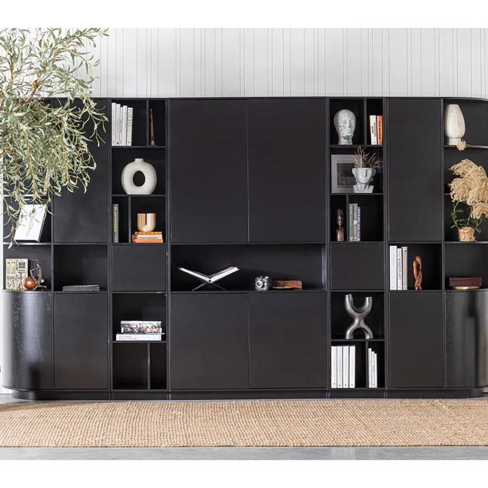 Wohnen Esszimmer-Vitrinen*40x210x40 Standregal in Schwarz aus Kiefer - Niwidus