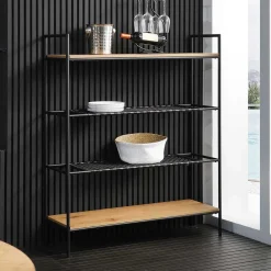 Wohnen Esszimmerregale|Paravents*110x129x34 Standregal mit vier Ablagen in Natur - Zavias