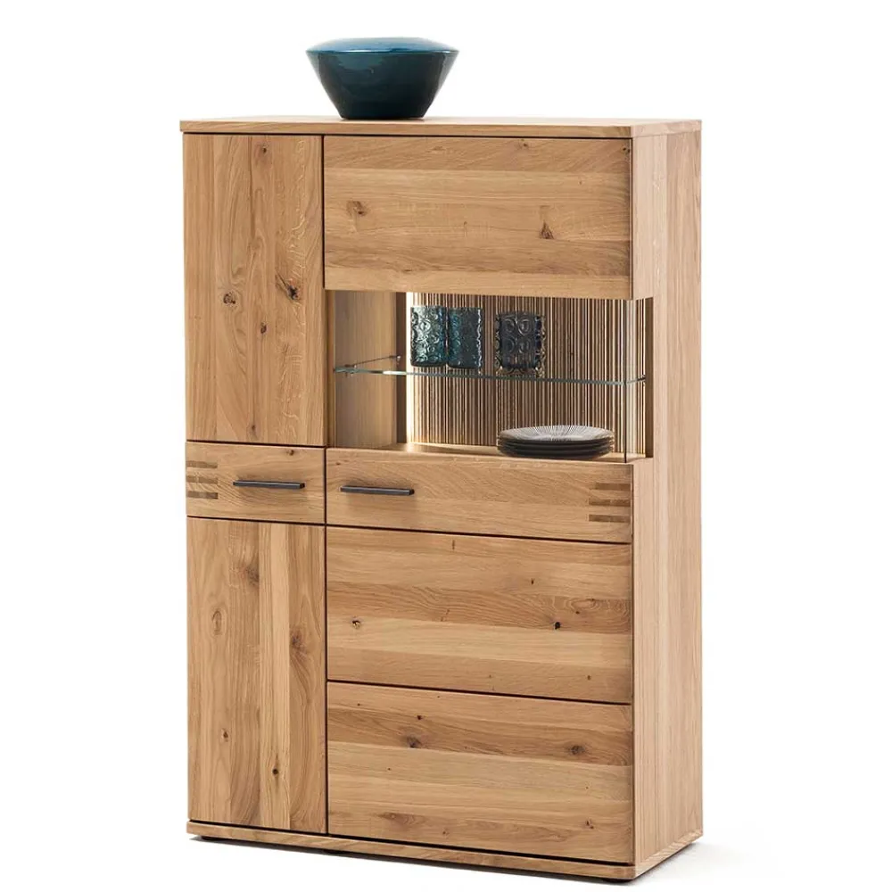 Wohnen 90x136x37 Stauraumvitrine als Highboard - Crupean