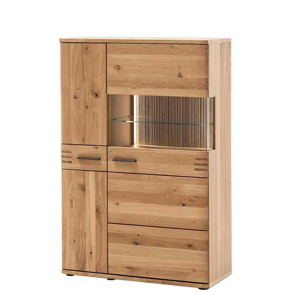 Wohnen 90x136x37 Stauraumvitrine als Highboard - Crupean
