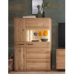 Wohnen 90x136x37 Stauraumvitrine als Highboard - Crupean