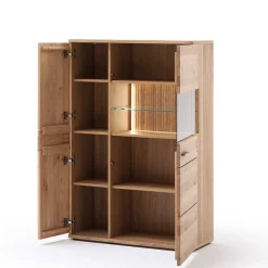 Wohnen 90x136x37 Stauraumvitrine als Highboard - Crupean