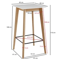 Wohnen 61x110x61 Stehtisch quadratisch mit Fußablage - Soveca
