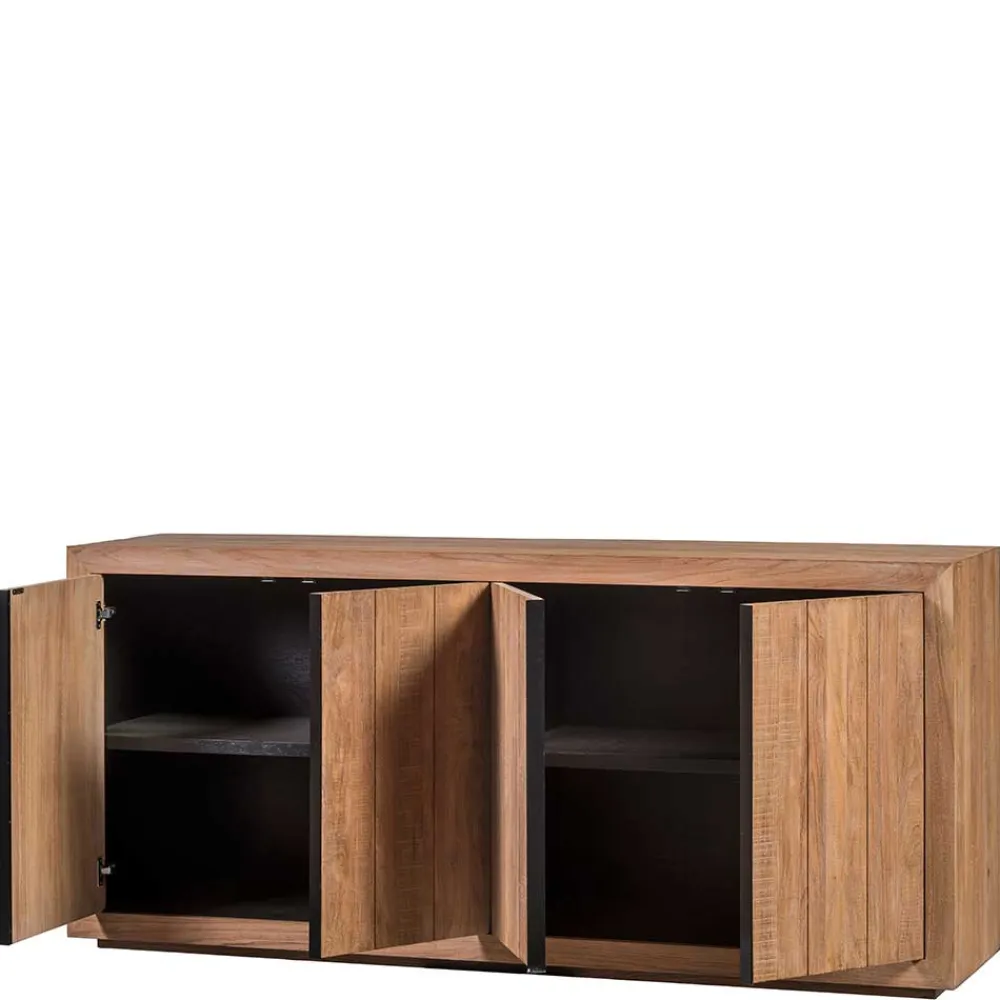 Wohnen 200x90x50 Teak Sideboard in Natur & Schwarz - Myons