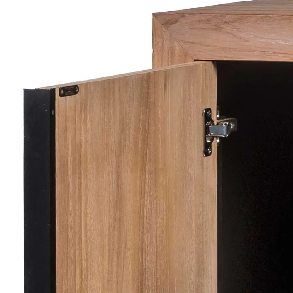 Wohnen 200x90x50 Teak Sideboard in Natur & Schwarz - Myons
