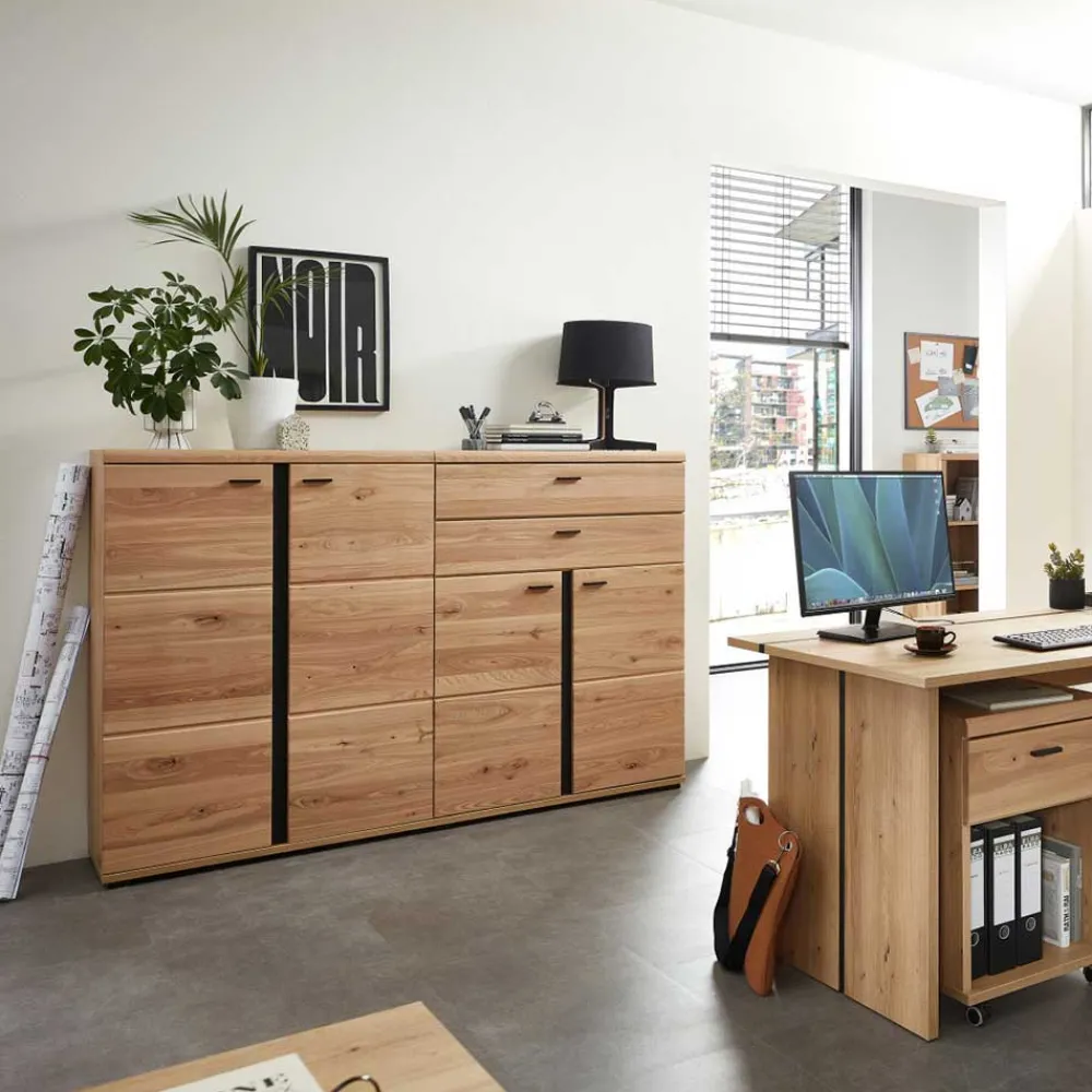 Wohnen Büroschränke*90x124x38 Teilmassiver Büroschrank modern - Emly