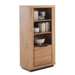 Wohnen 72x142x40 Teilmassives Regal mit drei Fächern & Tür - Vlacoma