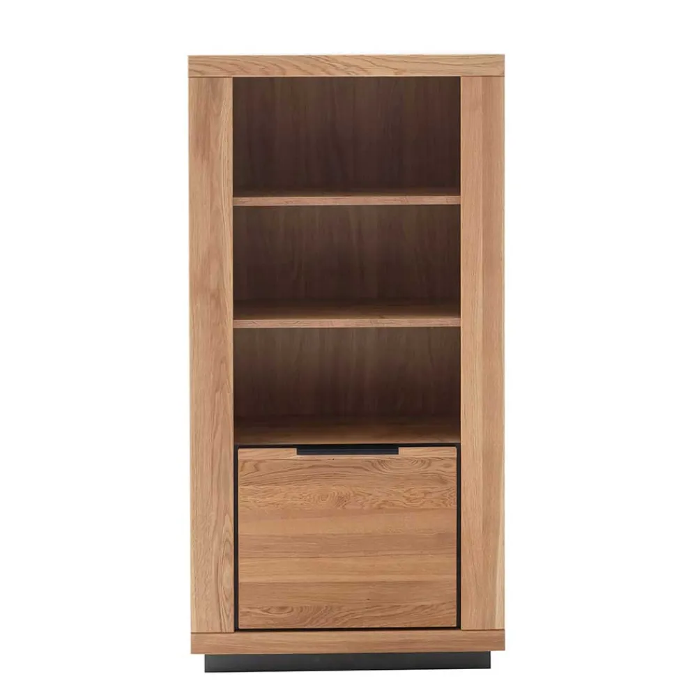 Wohnen 72x142x40 Teilmassives Regal mit drei Fächern & Tür - Vlacoma