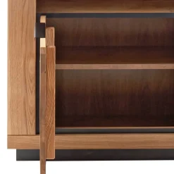 Wohnen 72x142x40 Teilmassives Regal mit drei Fächern & Tür - Vlacoma