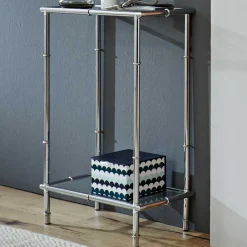 Wohnen Telefontische*50x75x25 Telefontisch mit zwei Glasplatten - Vasilio