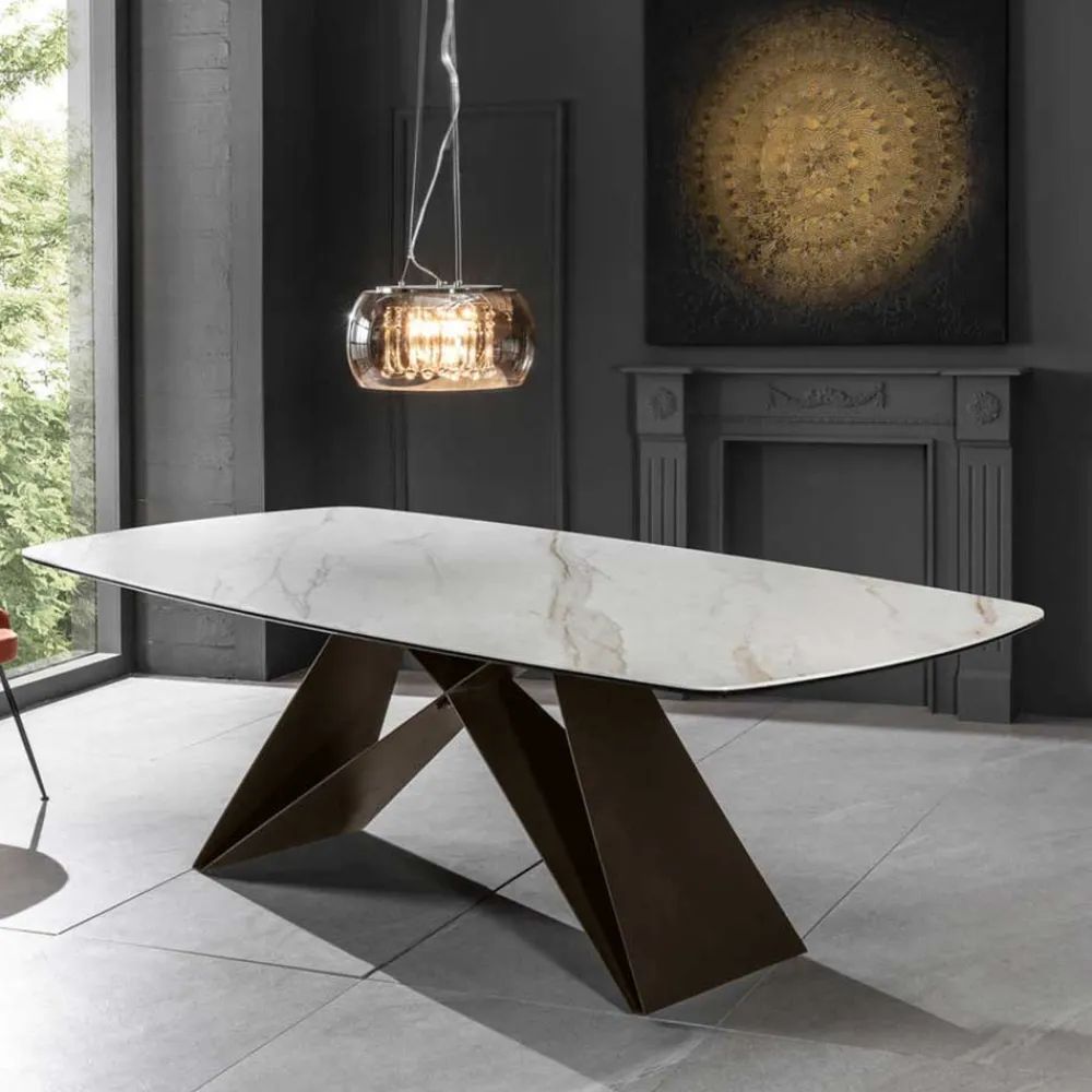 Wohnen 220x76x110 Tisch in Marmoroptik Keramikplatte - Vainy